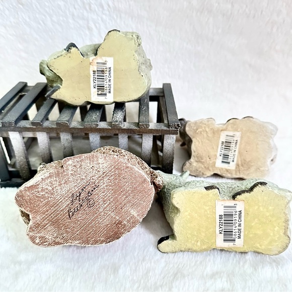 Set of 4 Primitive Farm Animal Figurines (Sheep, Pig, Cow, Lamb) W/ Stable Crate - Picture 5 of 13